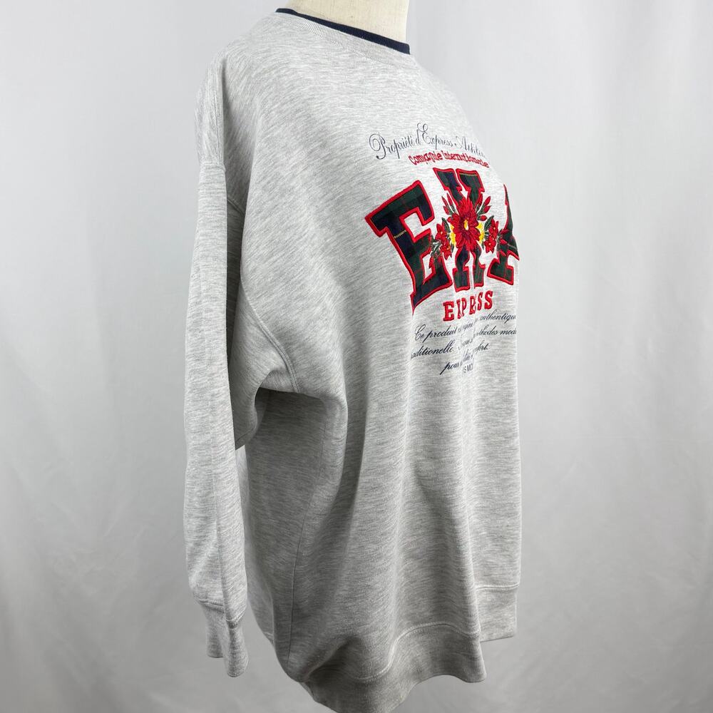 Vintage Express Athletique Floral Embroidered Sweatshirt Gray Crewneck XS - Picture 4 of 8